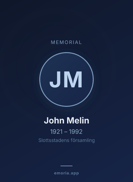 Memorial portrait of John Melin