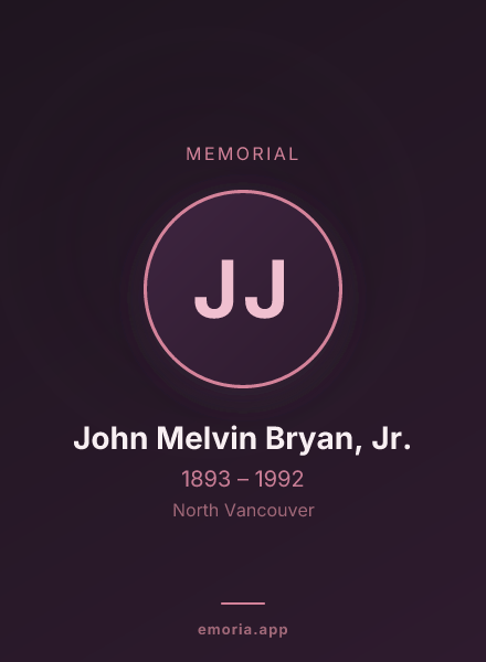 Memorial portrait of John Melvin Bryan, Jr.