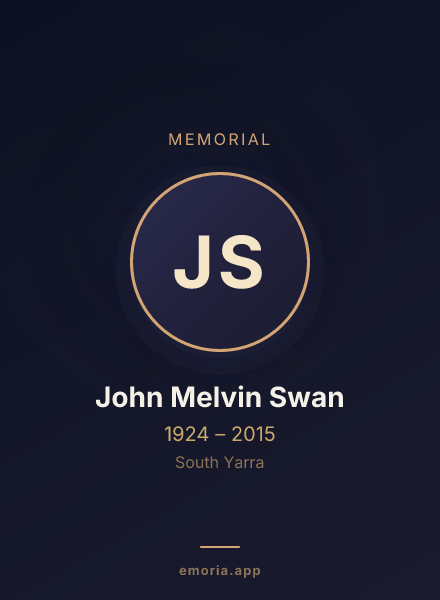 Memorial portrait of John Melvin Swan