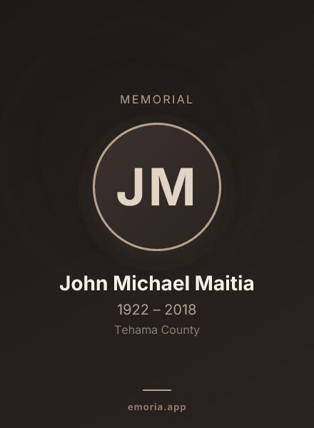 Memorial portrait of John Michael Maitia