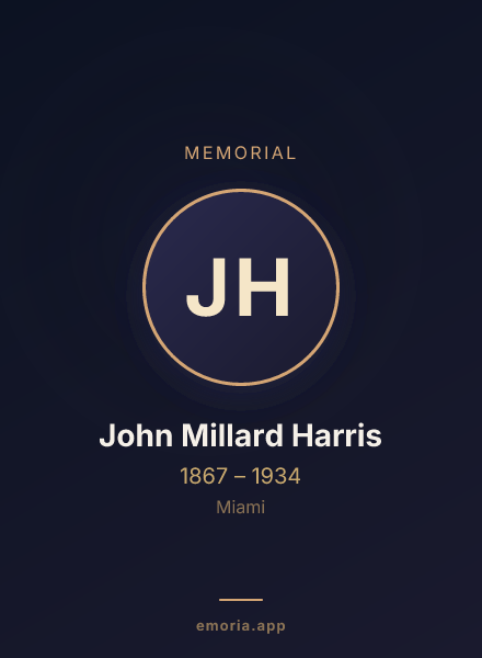 Memorial portrait of John Millard Harris