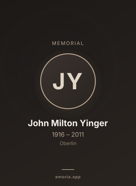 Memorial portrait of John Milton Yinger