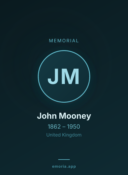 Memorial portrait of John Mooney