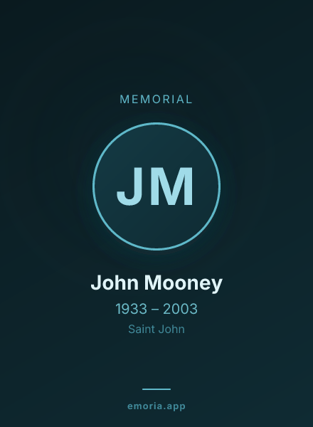 Memorial portrait of John Mooney