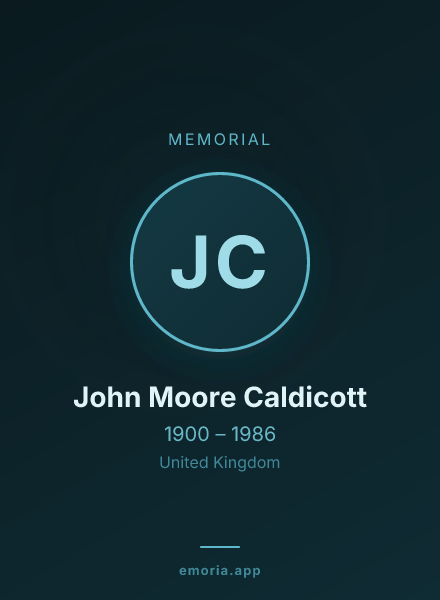 Memorial portrait of John Moore Caldicott