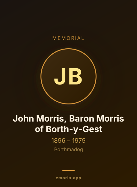 Memorial portrait of John Morris, Baron Morris of Borth-y-Gest