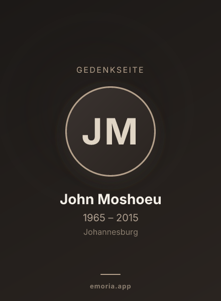 Gedenkportrait von John Moshoeu