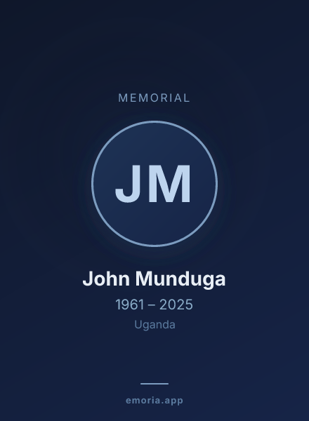Memorial portrait of John Munduga