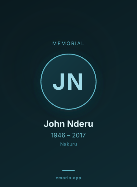 Memorial portrait of John Nderu