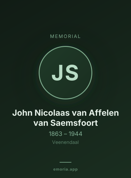 Memorial portrait of John Nicolaas van Affelen van Saemsfoort