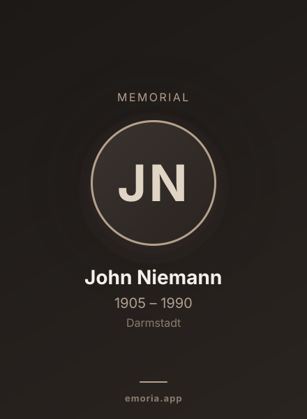Memorial portrait of John Niemann