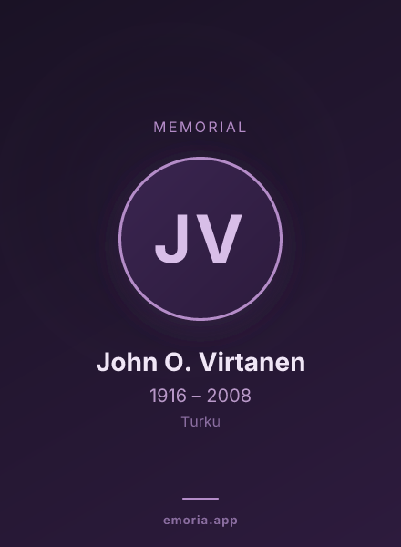 Memorial portrait of John O. Virtanen