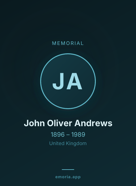 Memorial portrait of John Oliver Andrews