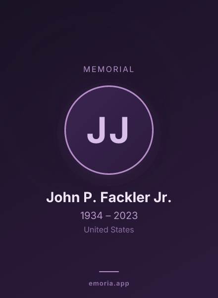 Memorial portrait of John P. Fackler Jr.