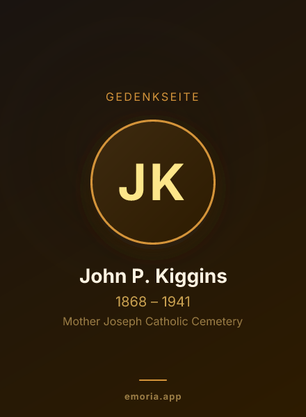 Gedenkportrait von John P. Kiggins