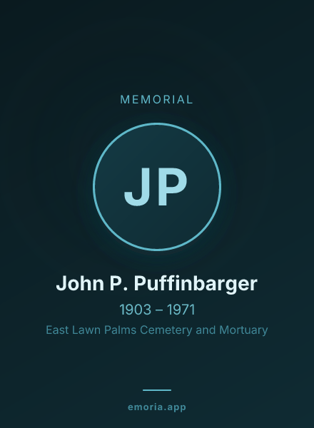Memorial portrait of John P. Puffinbarger