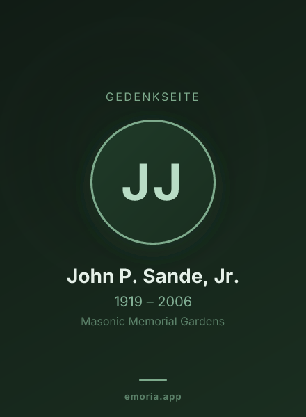 Gedenkportrait von John P. Sande, Jr.