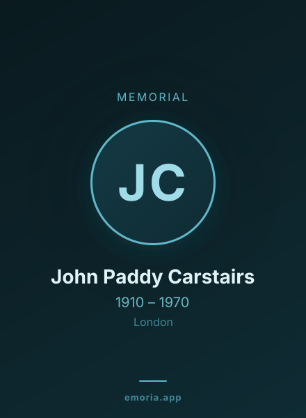 Memorial portrait of John Paddy Carstairs