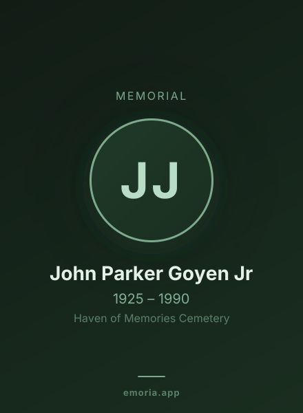 Memorial portrait of John Parker Goyen Jr
