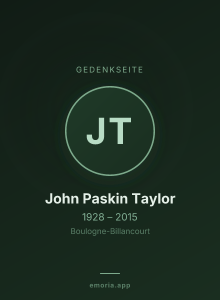 Gedenkportrait von John Paskin Taylor