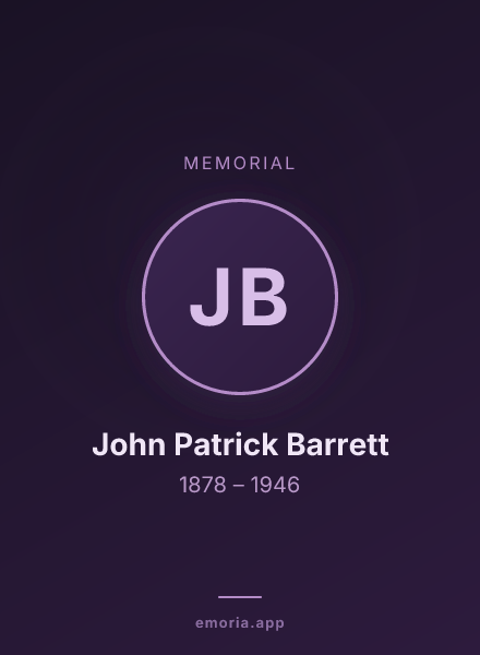 Memorial portrait of John Patrick Barrett