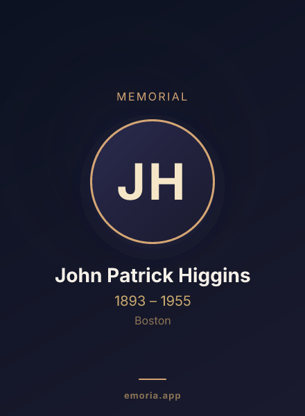 Memorial portrait of John Patrick Higgins