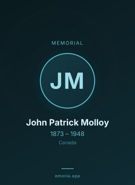 Memorial portrait of John Patrick Molloy