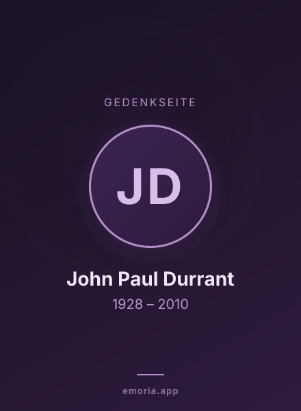Gedenkportrait von John Paul Durrant