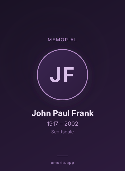 Memorial portrait of John Paul Frank
