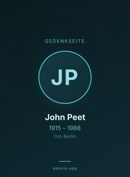 Gedenkportrait von John Peet