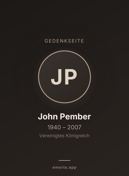 Gedenkportrait von John Pember