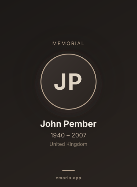 Memorial portrait of John Pember