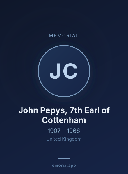 Memorial portrait of John Pepys, 7th Earl of Cottenham