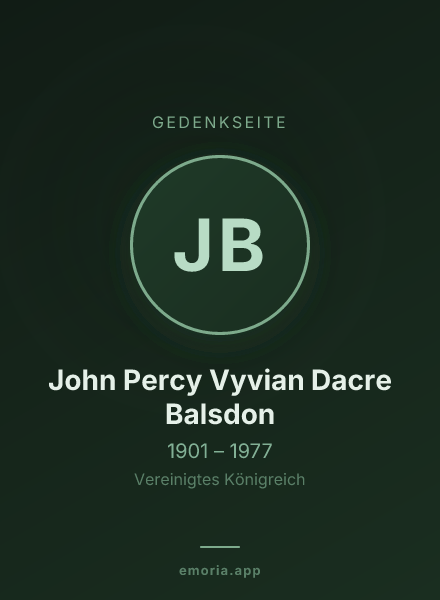 Gedenkportrait von John Percy Vyvian Dacre Balsdon