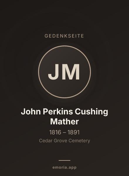 Gedenkportrait von John Perkins Cushing Mather