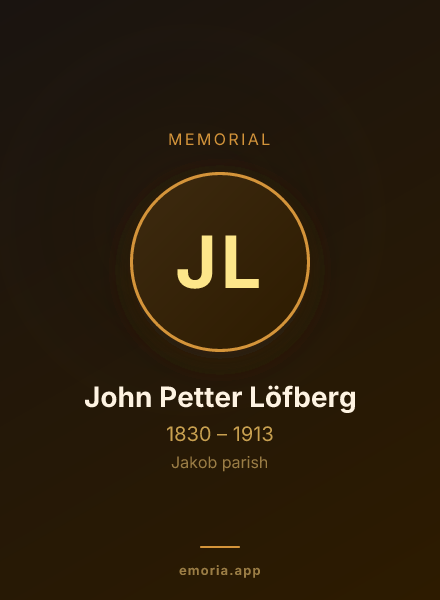 Memorial portrait of John Petter Löfberg
