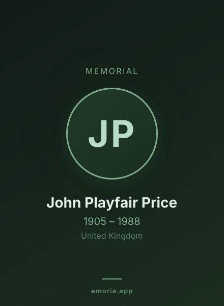 Memorial portrait of John Playfair Price