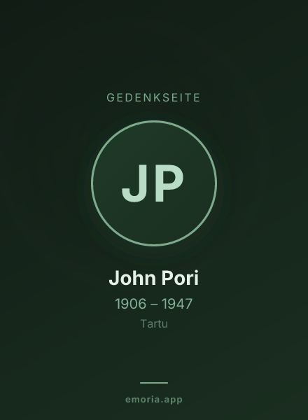 Gedenkportrait von John Pori