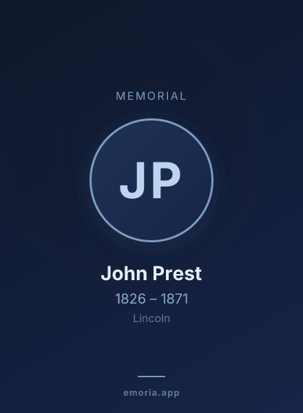 Memorial portrait of John Prest