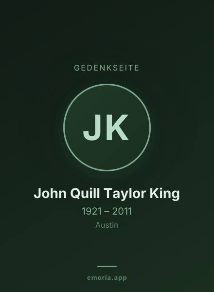 Gedenkportrait von John Quill Taylor King