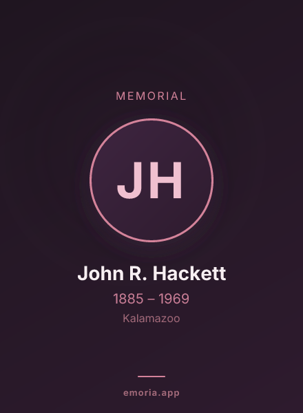 Memorial portrait of John R. Hackett