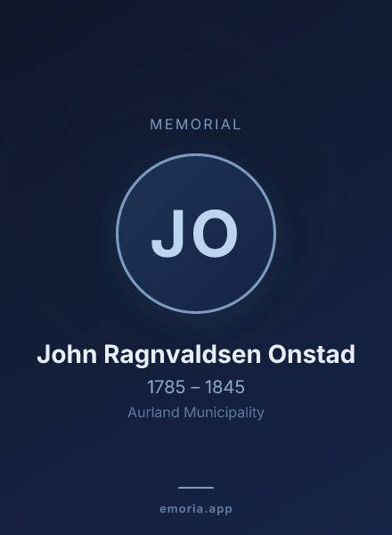 Memorial portrait of John Ragnvaldsen Onstad