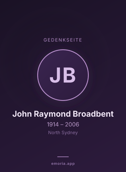 Gedenkportrait von John Raymond Broadbent