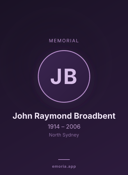 Memorial portrait of John Raymond Broadbent