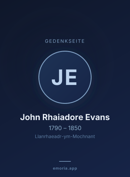 Gedenkportrait von John Rhaiadore Evans