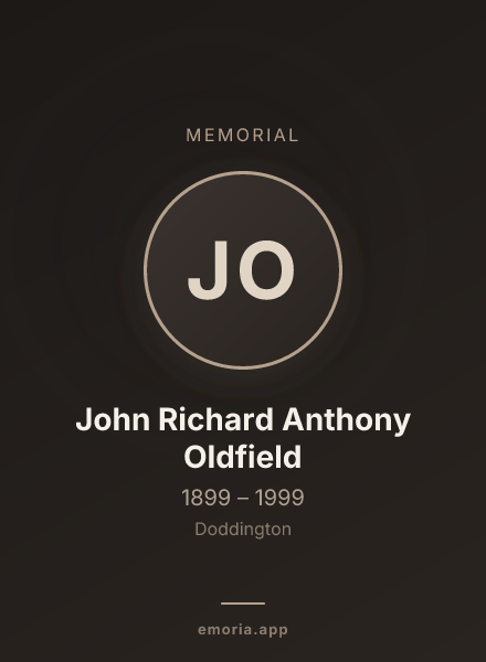 Memorial portrait of John Richard Anthony Oldfield