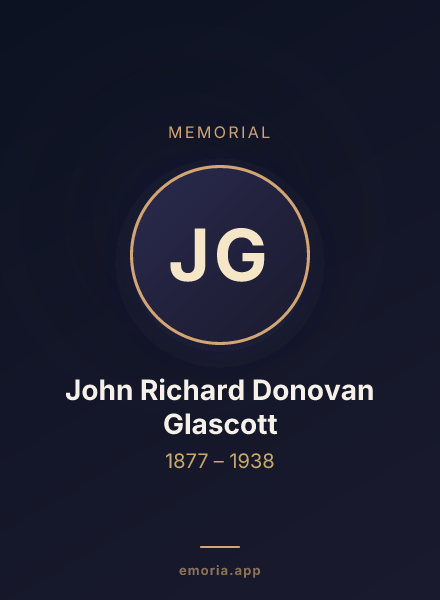 Memorial portrait of John Richard Donovan Glascott