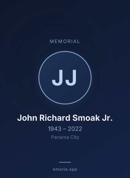 Memorial portrait of John Richard Smoak Jr.