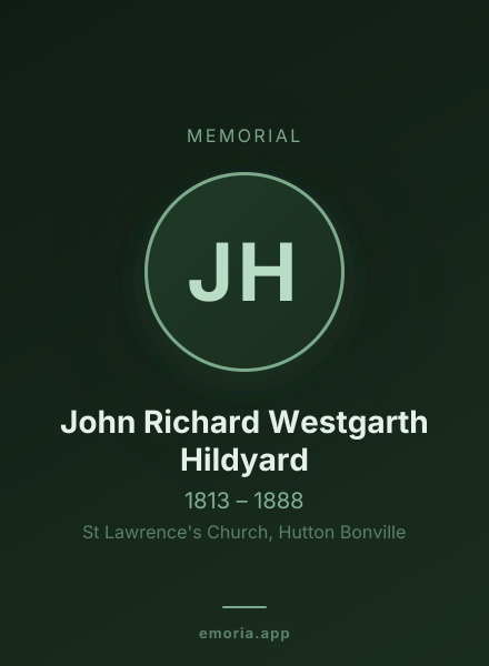 Memorial portrait of John Richard Westgarth Hildyard