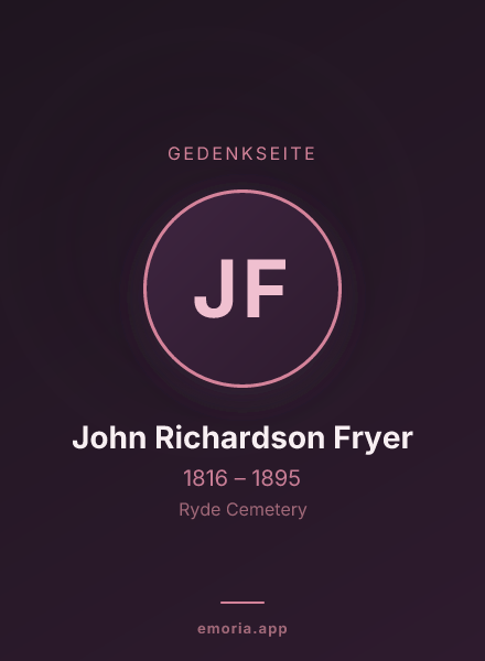 Gedenkportrait von John Richardson Fryer